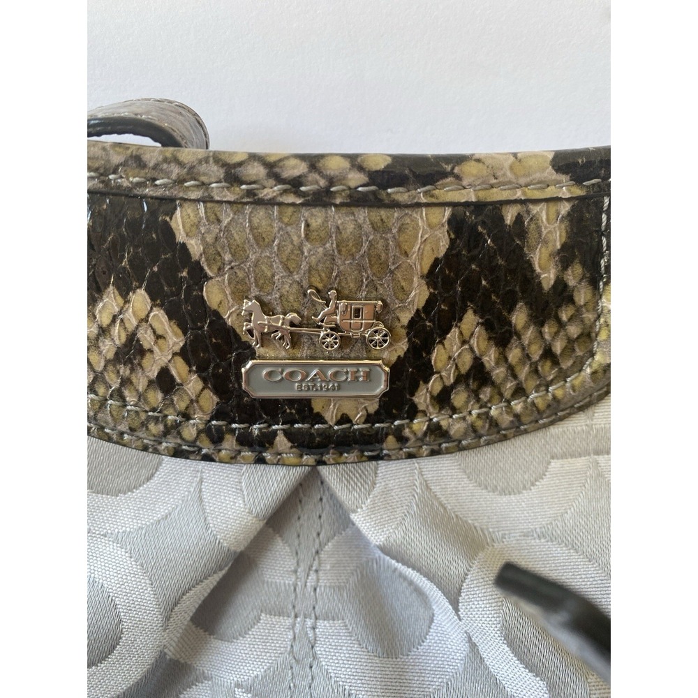 Coach Madison Crossbody Signature Jacquard Coach & Snake & Leather Strap Silver - Picture 2 of 8